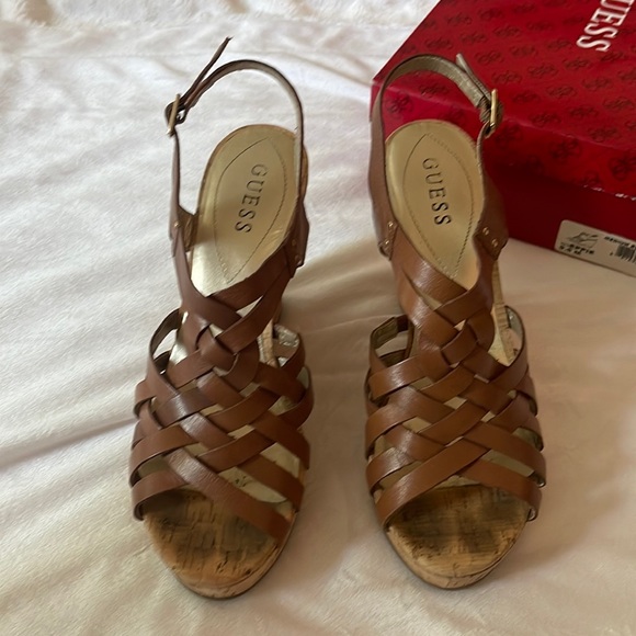 Guess Ellie Wedge Brown Leather - Picture 2 of 8